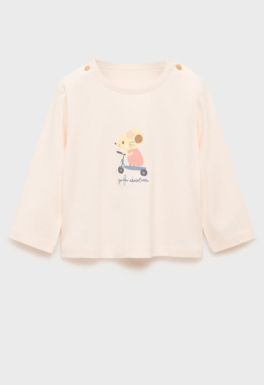 MANGO - T-shirt mouse - light pastel pink