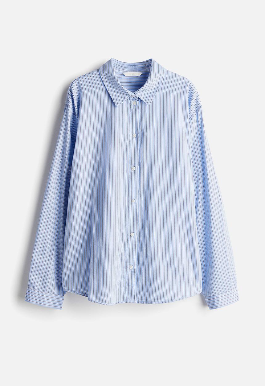 H&M - Regular-fit shirt - light blue/striped 