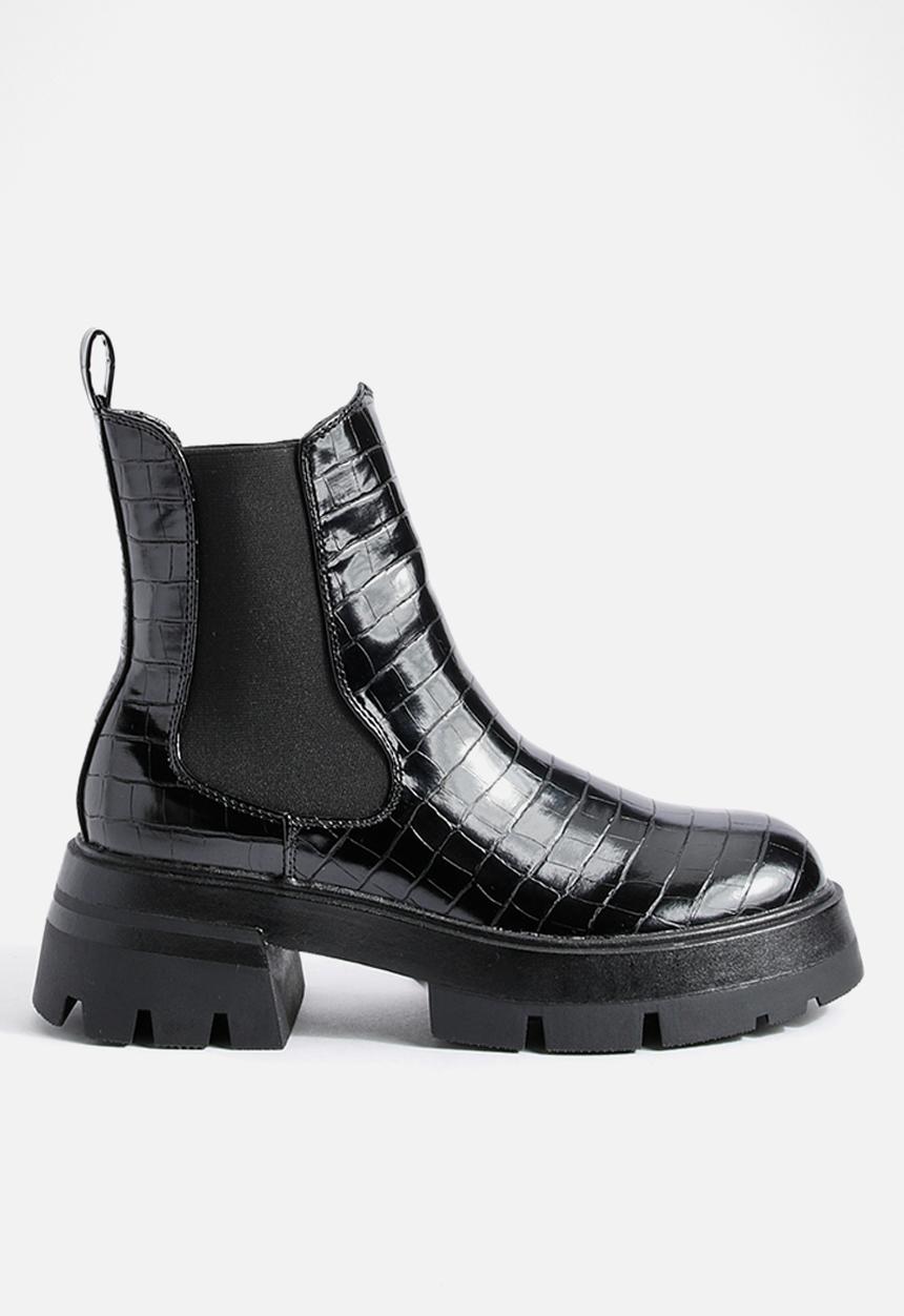 boohoo - Cleated sole chunky chelsea boots - black