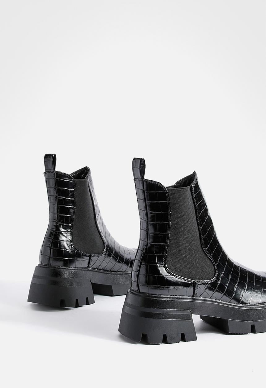 boohoo - Cleated sole chunky chelsea boots - black