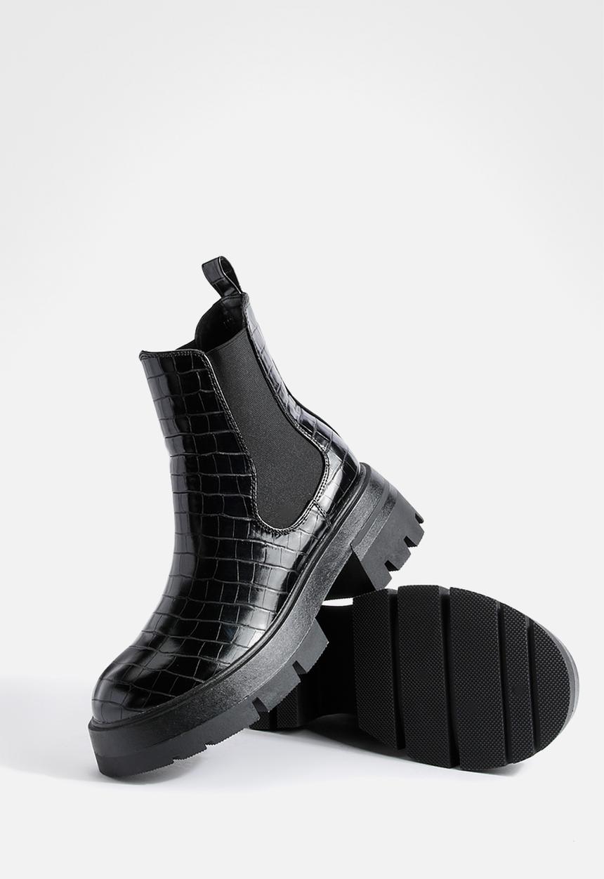 boohoo - Cleated sole chunky chelsea boots - black