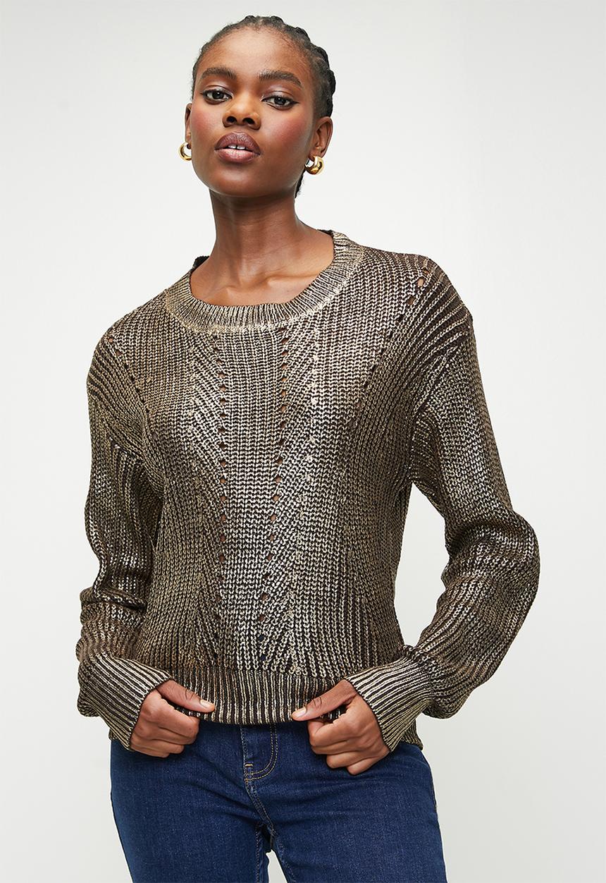 SISSY BOY - BRONZE GOLD: Metallic Knit Sweater - Gold