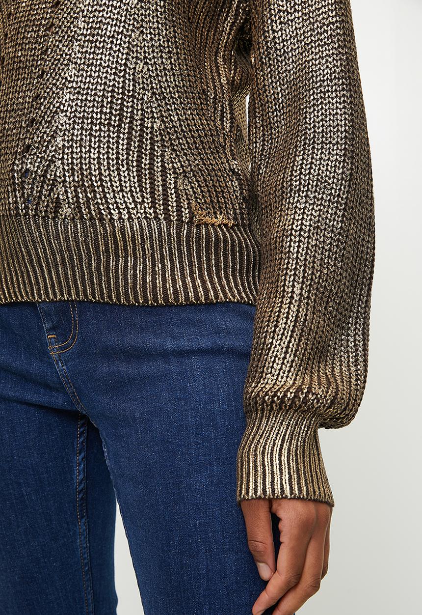SISSY BOY - BRONZE GOLD: Metallic Knit Sweater - Gold