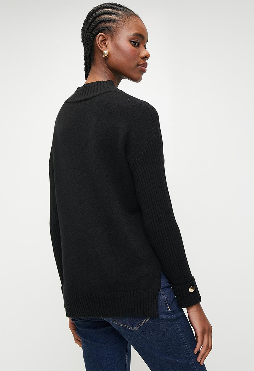 SISSY BOY - WILLOW: Basic Polo Neck Knit Sweater - Black