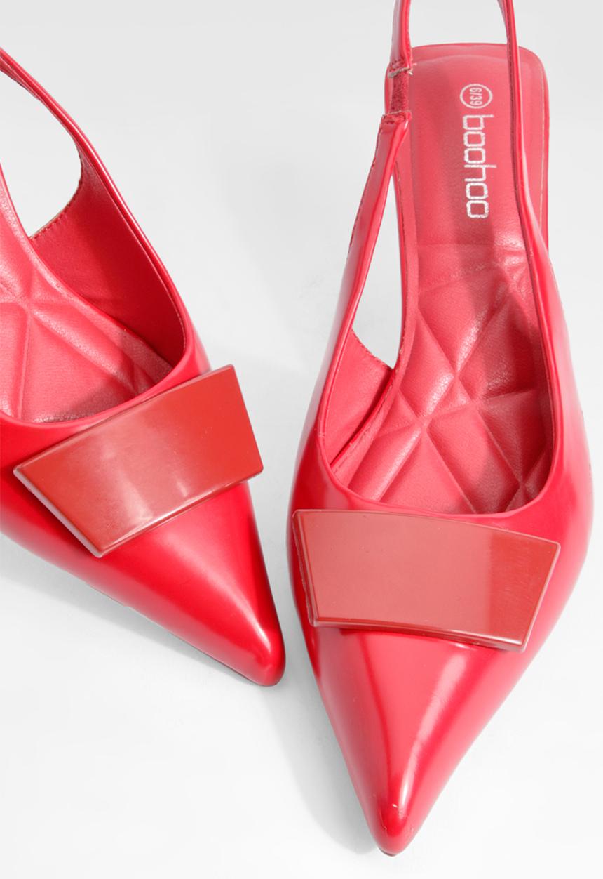 boohoo - Low slingback point heeled courts - red