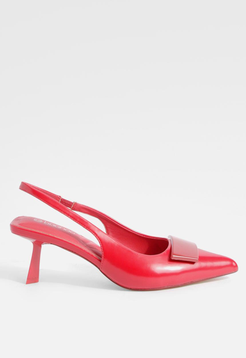 boohoo - Low slingback point heeled courts - red