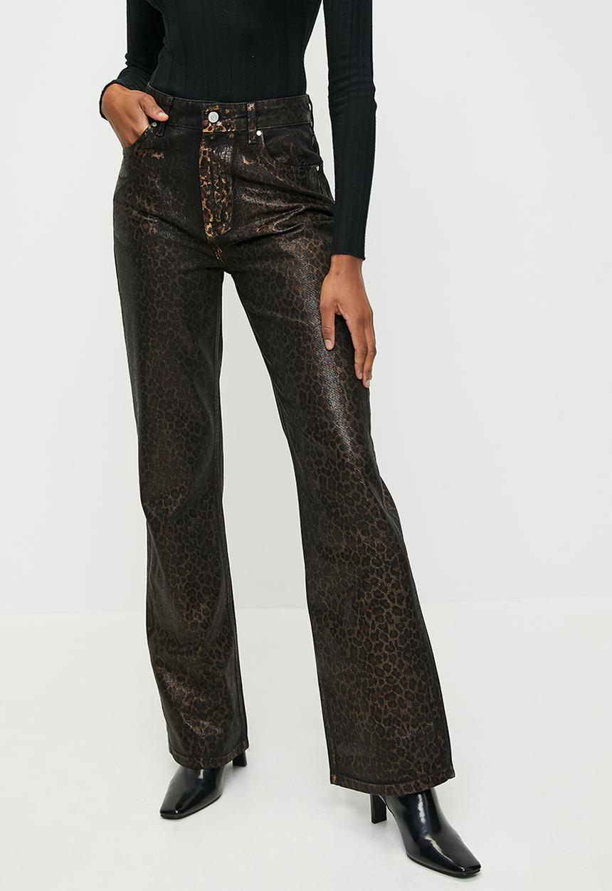 Trendyol - Limited edition leopard foil printed high waist wide leg - brown