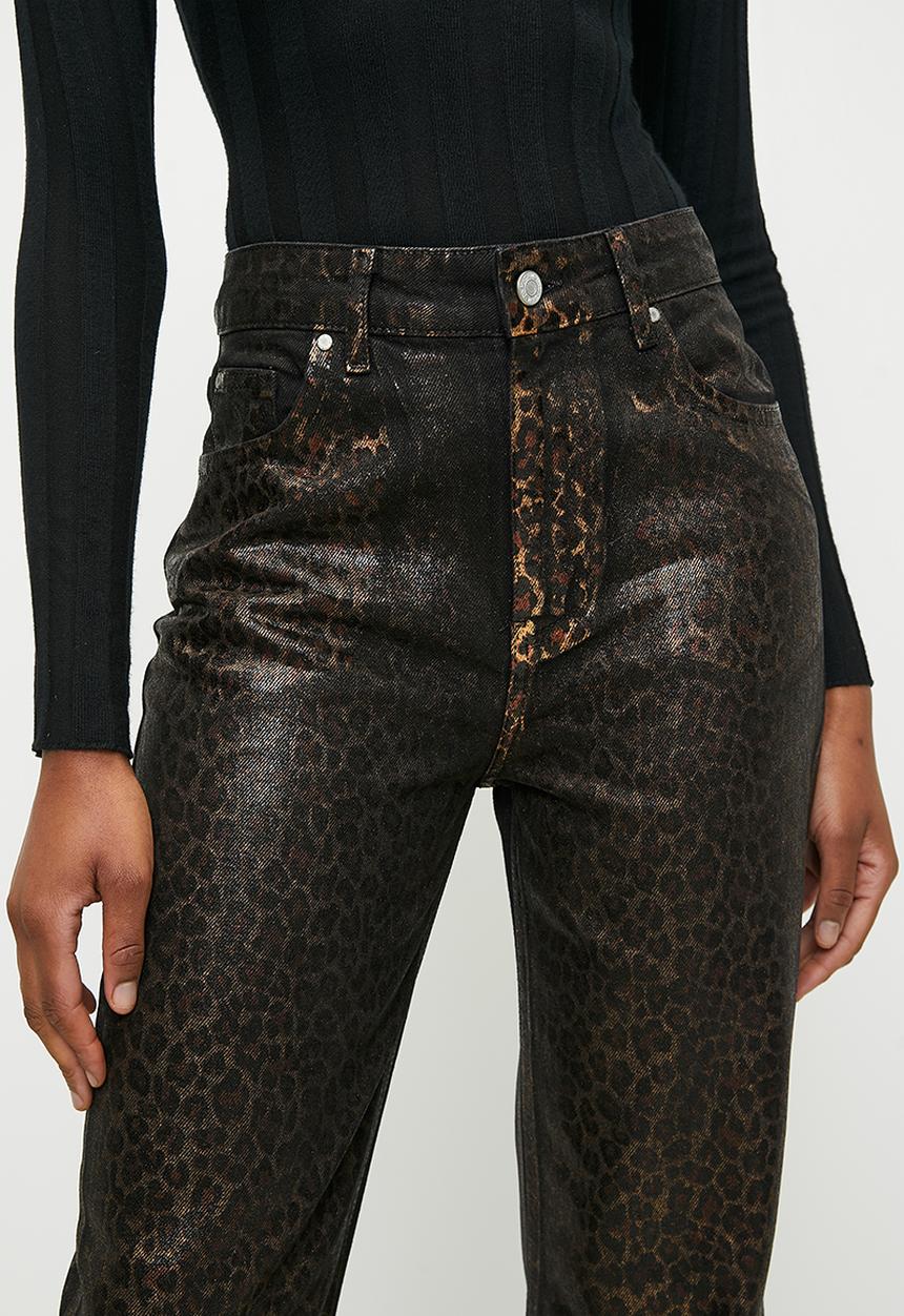 Trendyol - Limited edition leopard foil printed high waist wide leg - brown