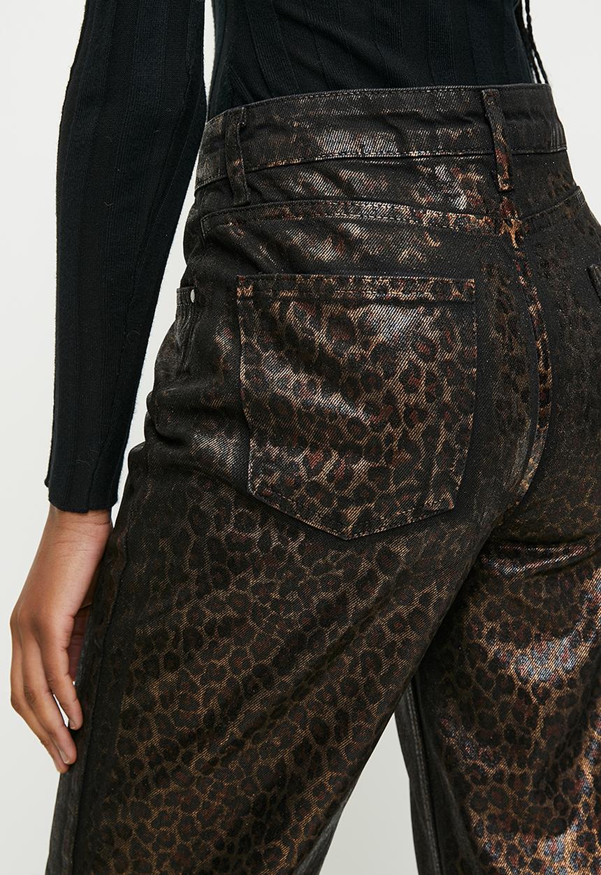 Trendyol - Limited edition leopard foil printed high waist wide leg - brown