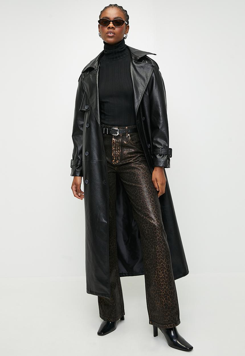Trendyol - Limited edition leopard foil printed high waist wide leg - brown