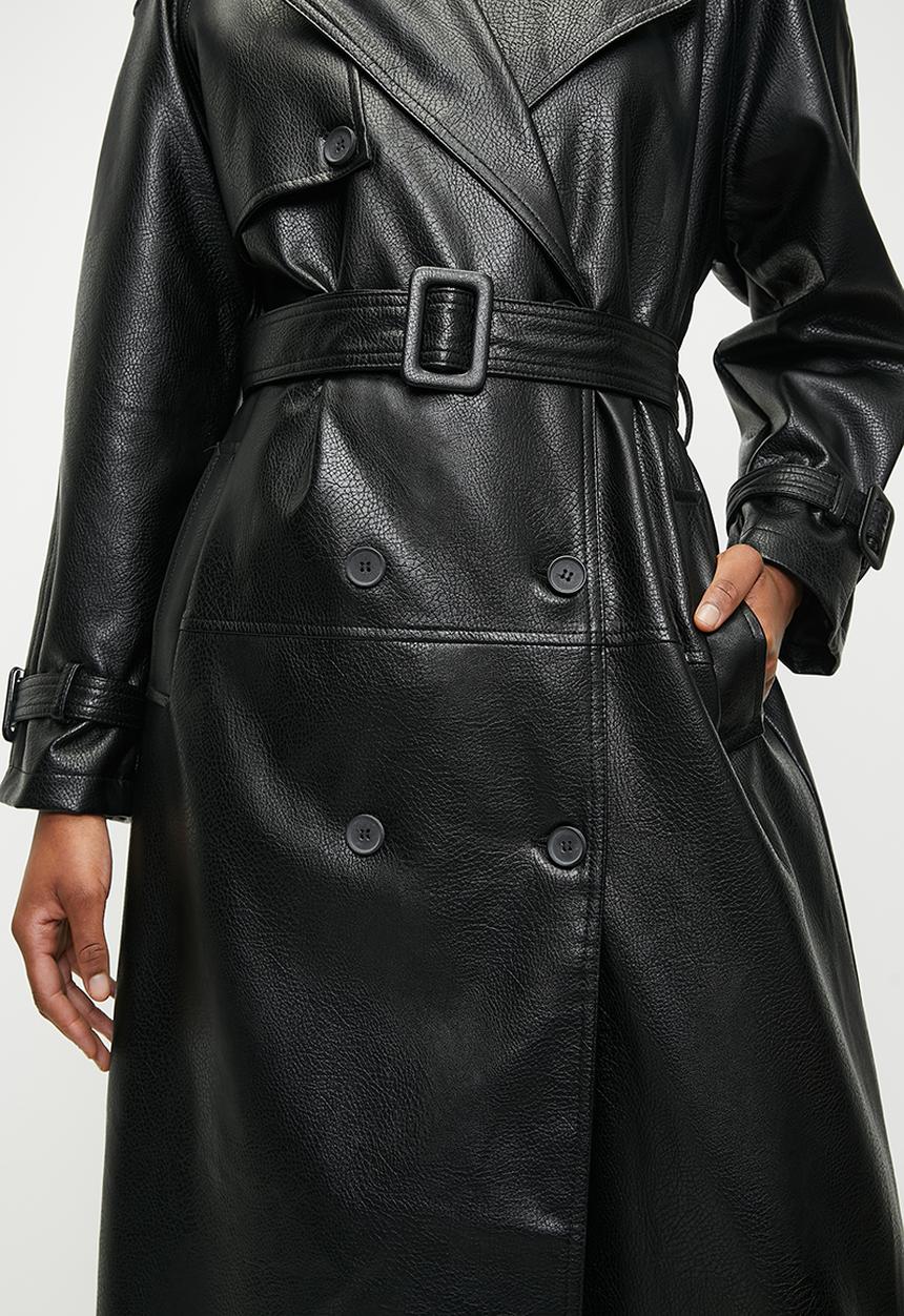 Trendyol - Limited Edition Belted Oversize Trench Coat - Black