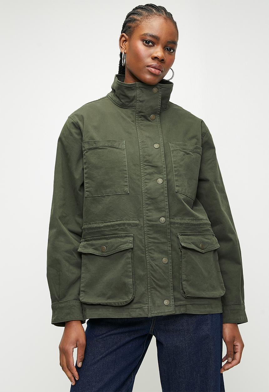 MARC JACOBS LOOK スエード調ジャケット カーキ 4 M相当 上品 スペシャル特典 MARC 【公式通販】 上品 M相当 4 カーキ スエード調