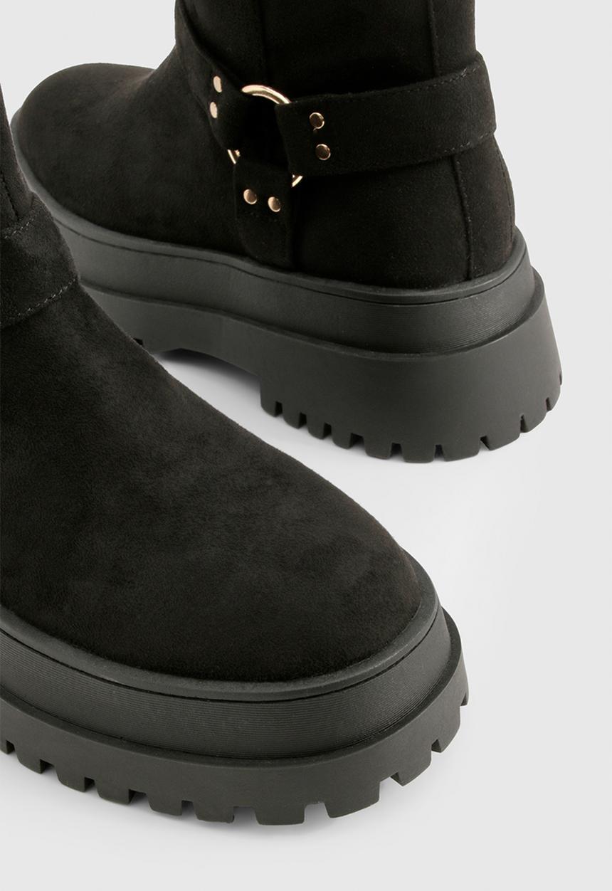 boohoo - Ring detail chunky platform chelsea boots - black