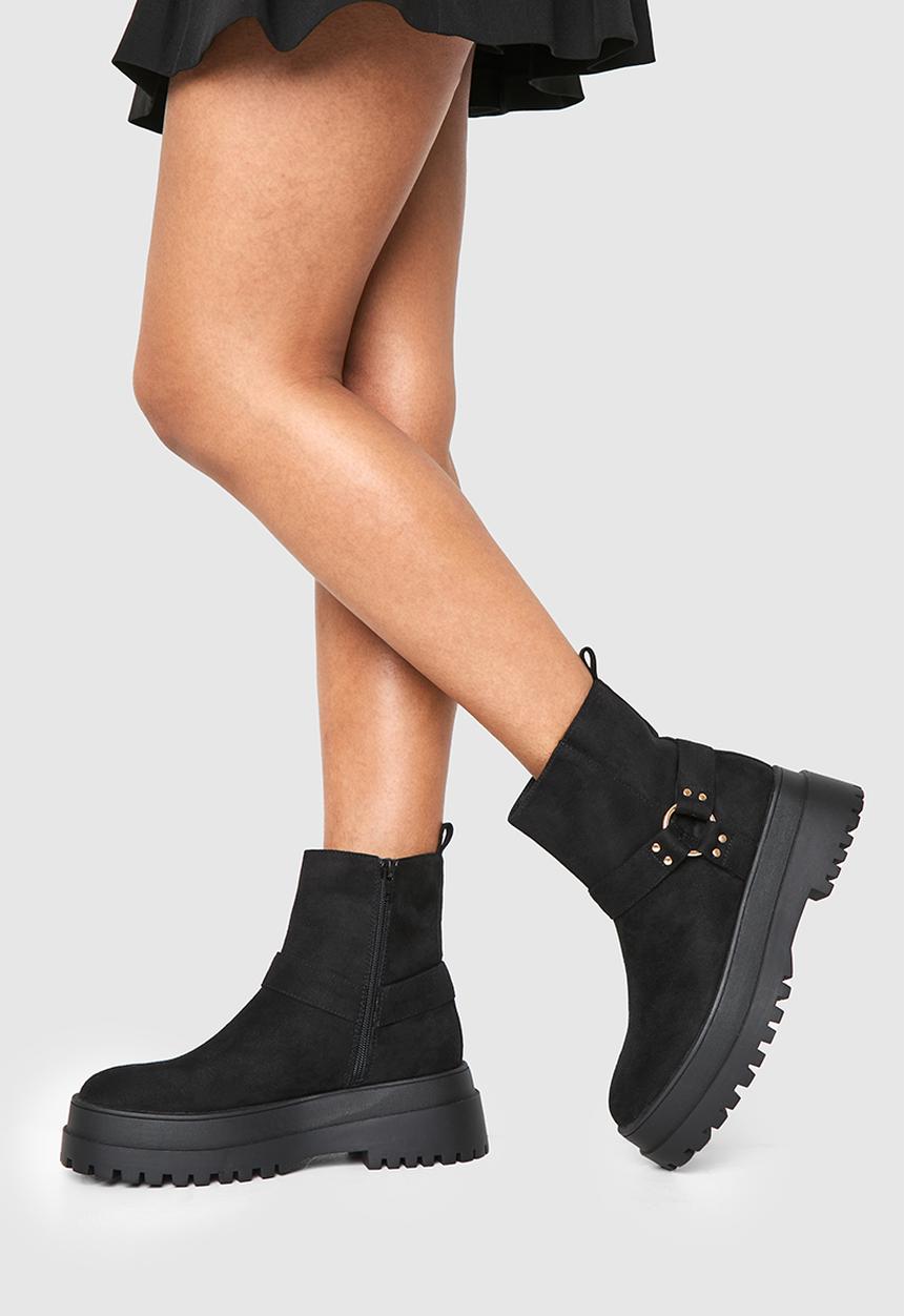boohoo - Ring detail chunky platform chelsea boots - black