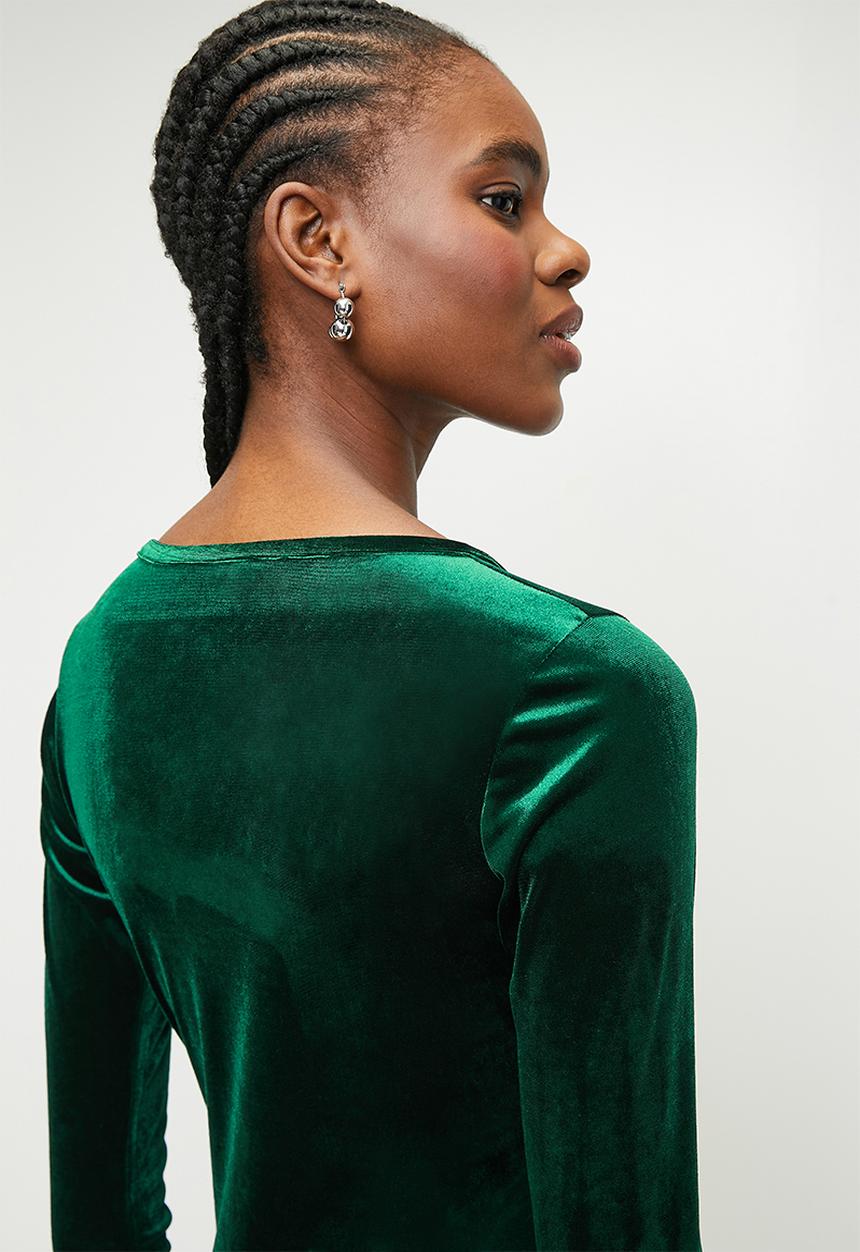 Trendyol - Bodysitting velvet knitted - emerald green