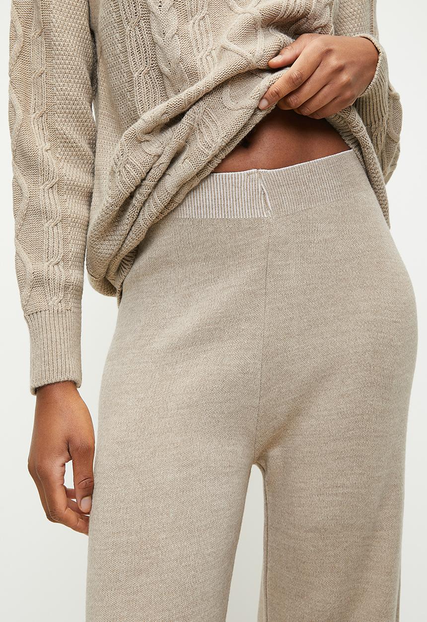 Trendyol - Button detailed hair knitted sweater top-bottom set - mink 