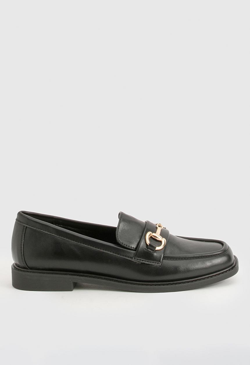 boohoo - Square Toe T Bar Loafers - Black