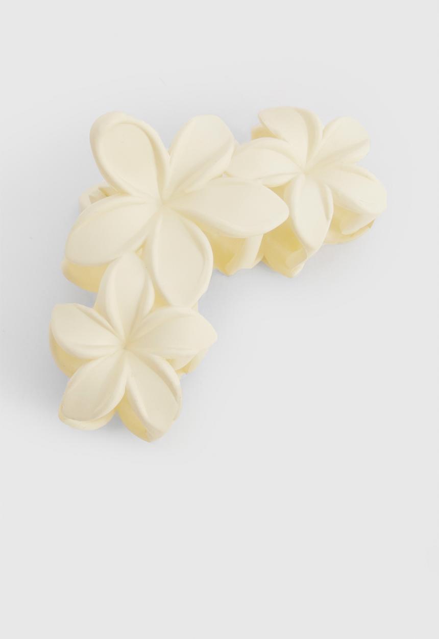 boohoo - Triple Flower Claw Clip - cream