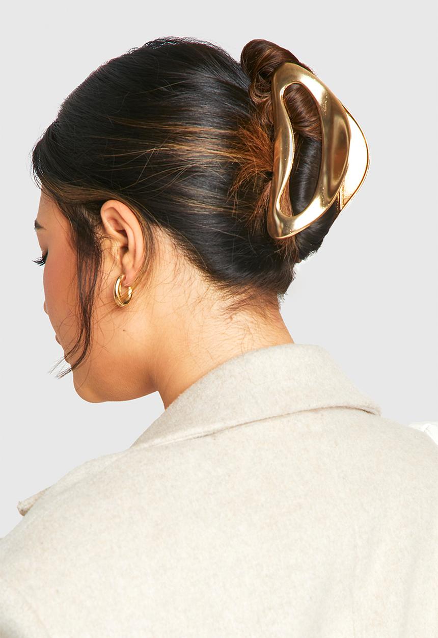 boohoo - Metal Hardware Oversized Claw Clip - gold