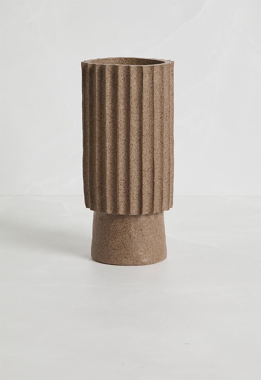 Sixth Floor - Ceramic Ribbed Vase - Brown
