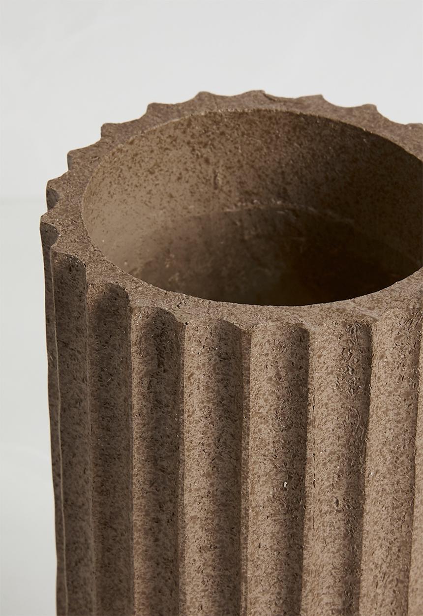 Sixth Floor - Ceramic Ribbed Vase - Brown
