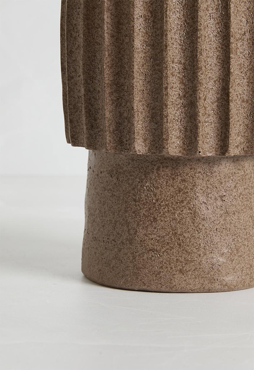 Sixth Floor - Ceramic Ribbed Vase - Brown