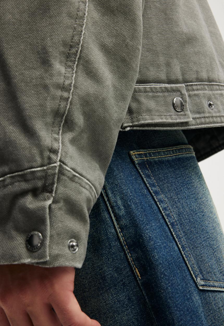 Cotton On - Cropped Canvas Harrington - Washed Black