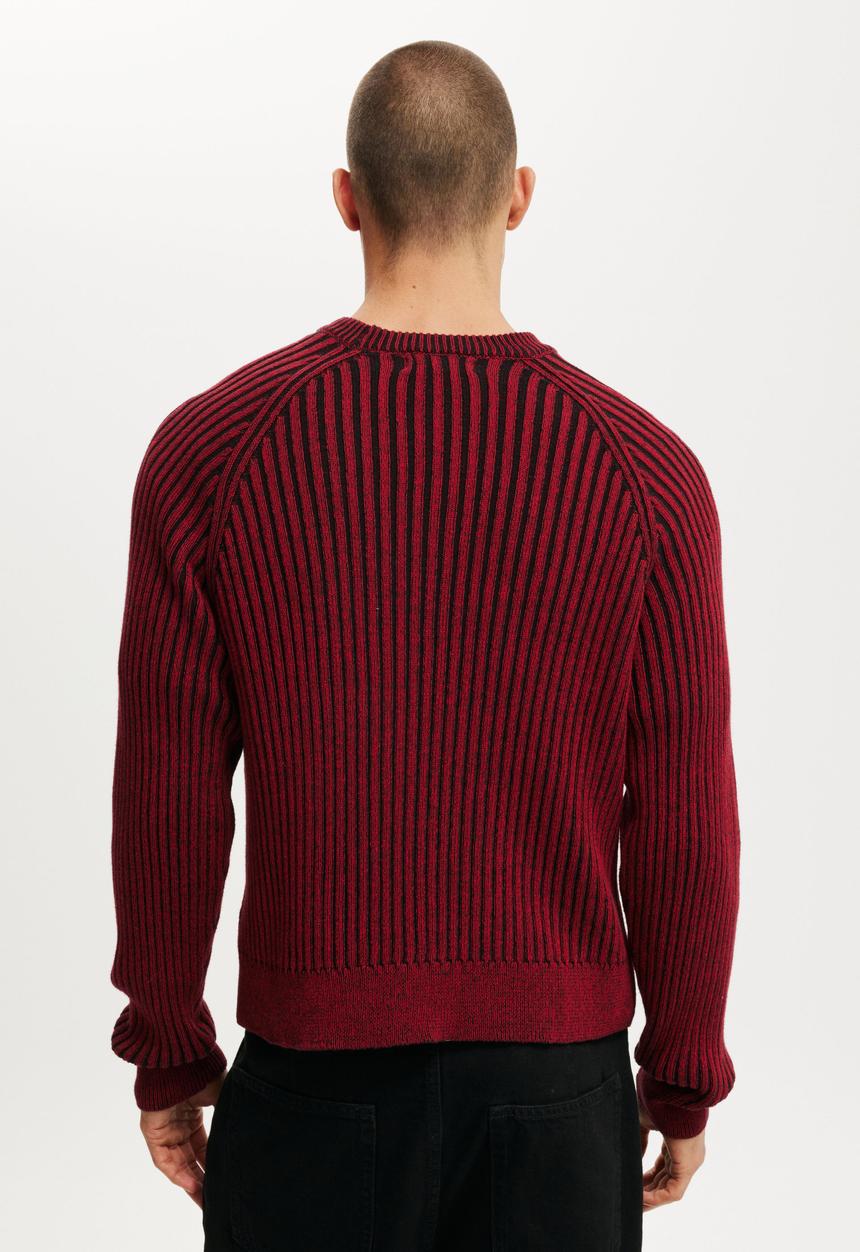 Cotton On - Box Fit Rib Crew Knit - Red