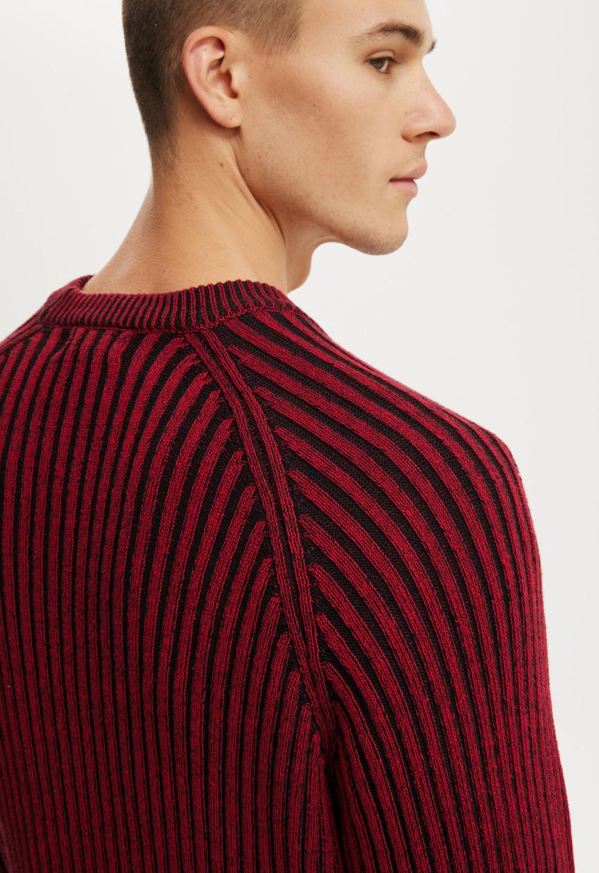Cotton On - Box Fit Rib Crew Knit - Red
