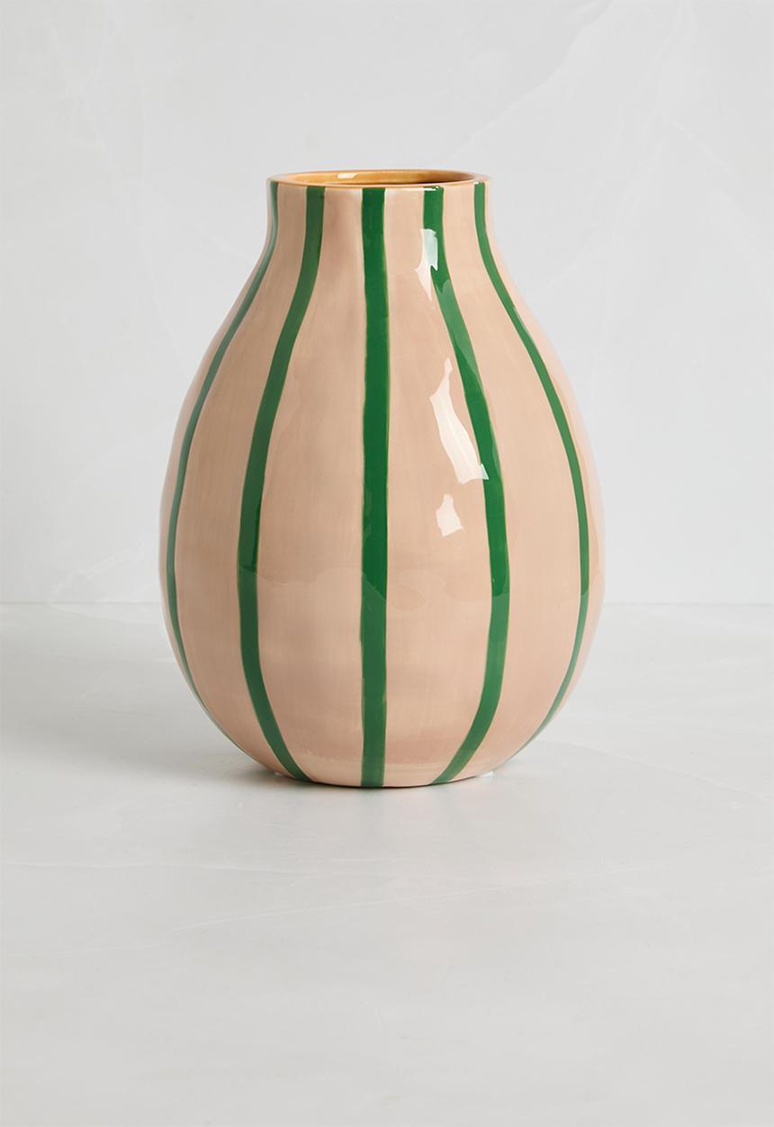 Sixth Floor - Ceramic Stripe Vase - Green