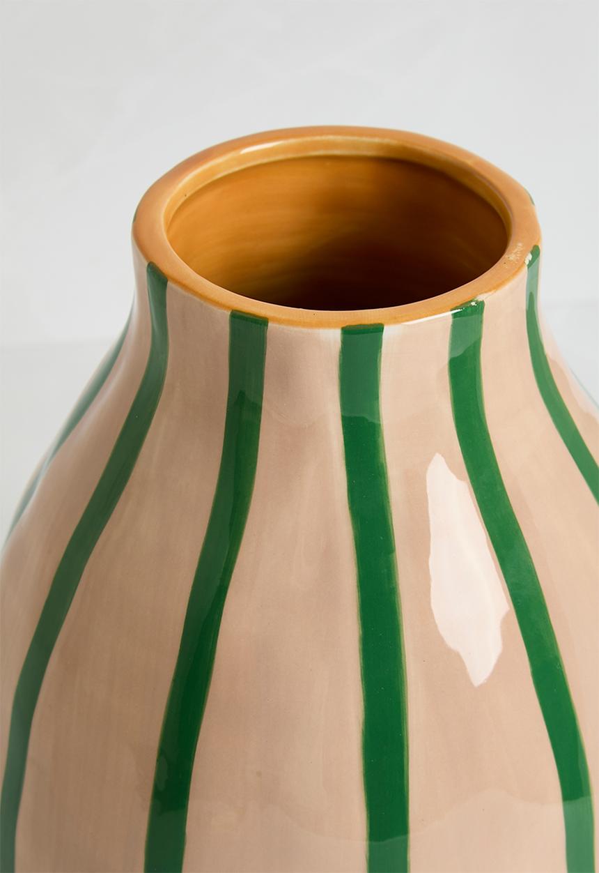 Sixth Floor - Ceramic Stripe Vase - Green
