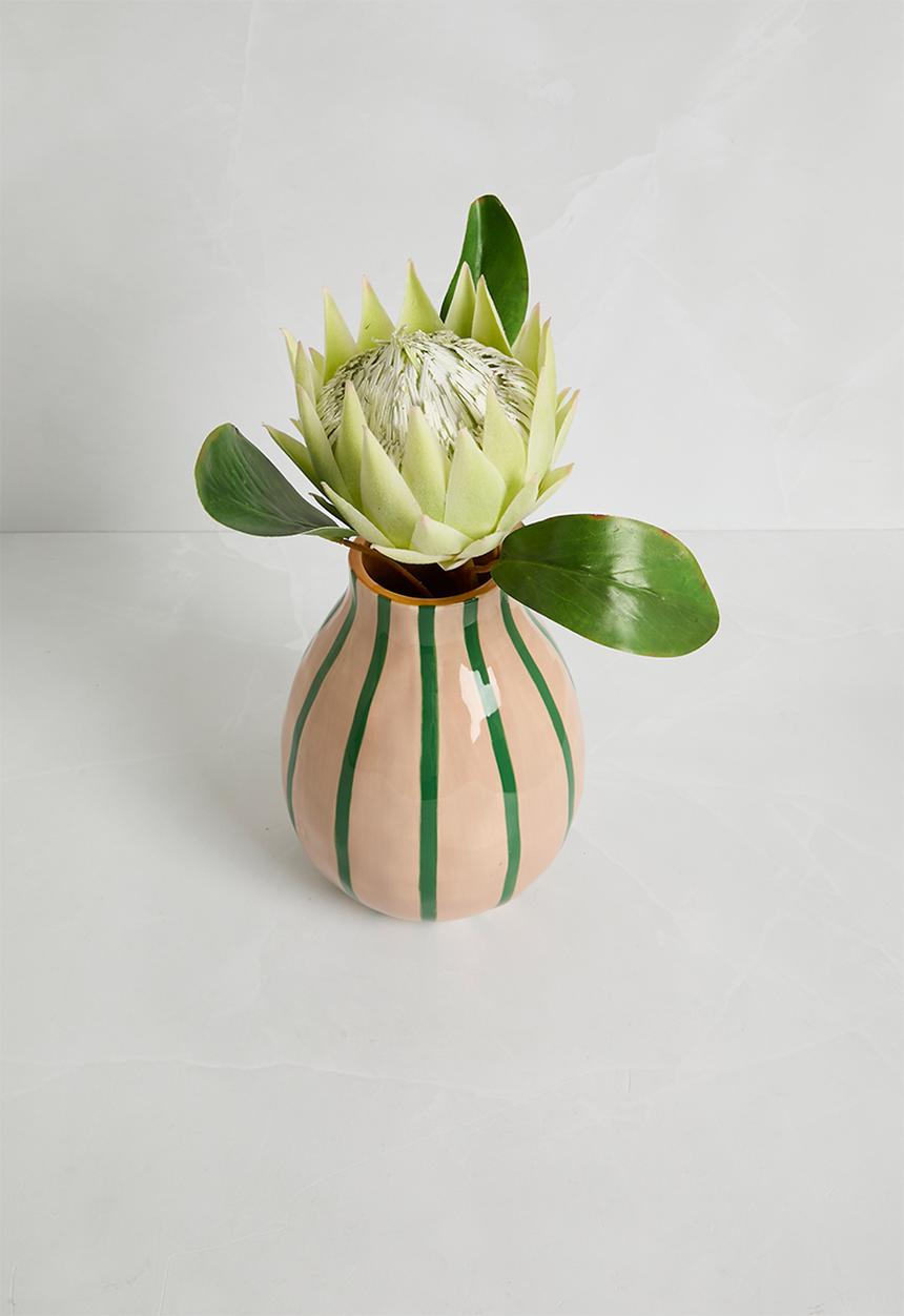 Sixth Floor - Ceramic Stripe Vase - Green