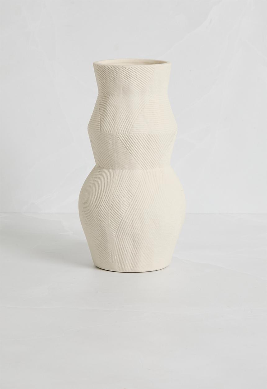 Sixth Floor - Textured Shaped Vase - White