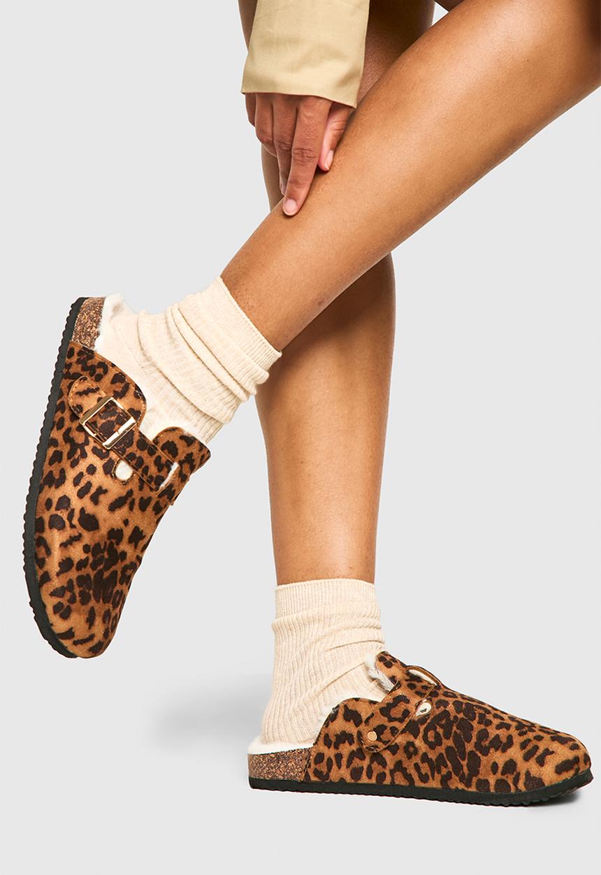 boohoo - Slip On Cosy Mules - Leopard