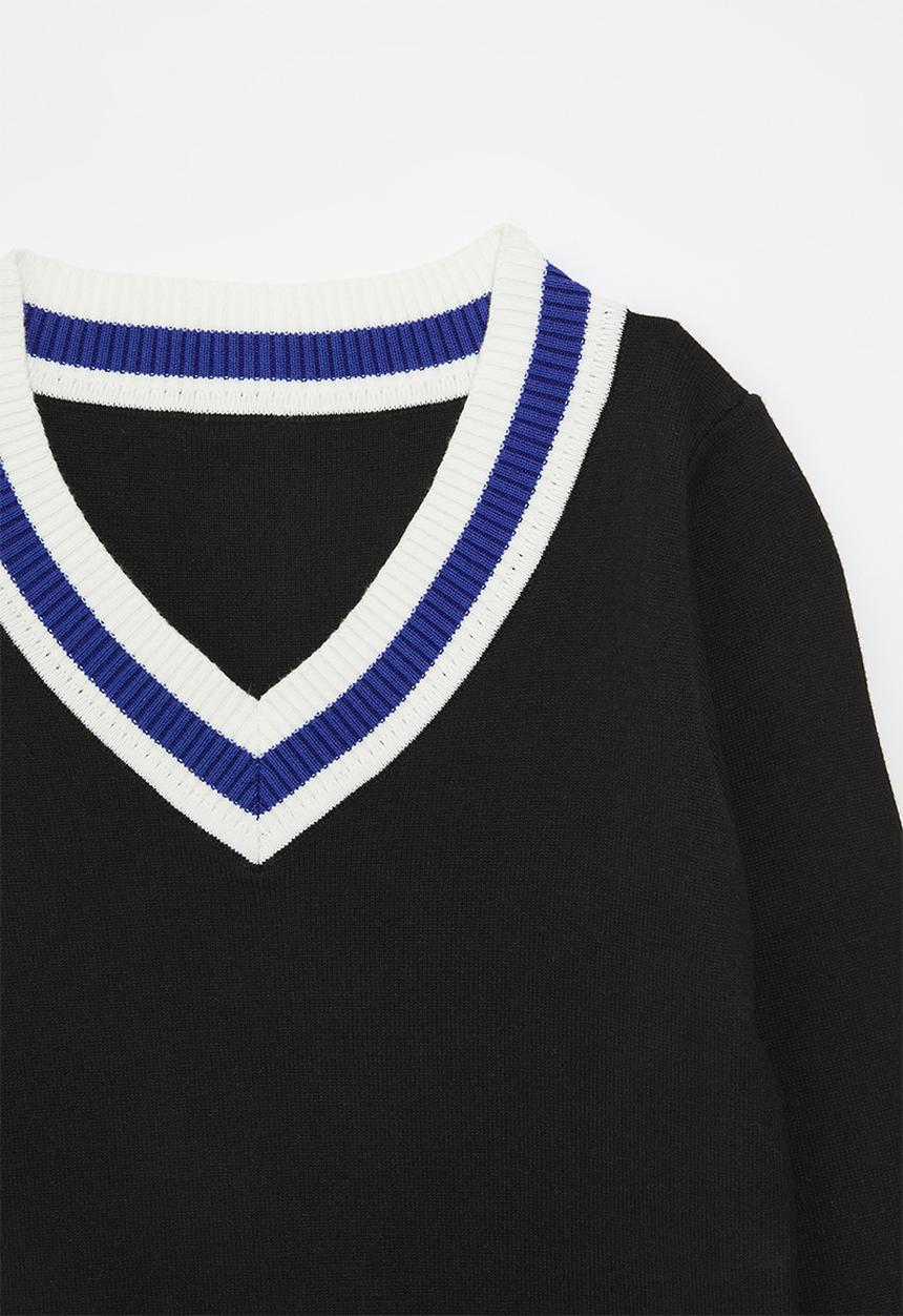 Pop Candy - V-neck knit sweater - navy blue