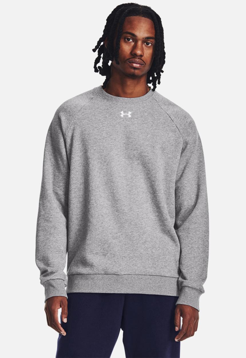 Under Armour - UA Rival Fleece Crew - Castlerock Light Heather/White