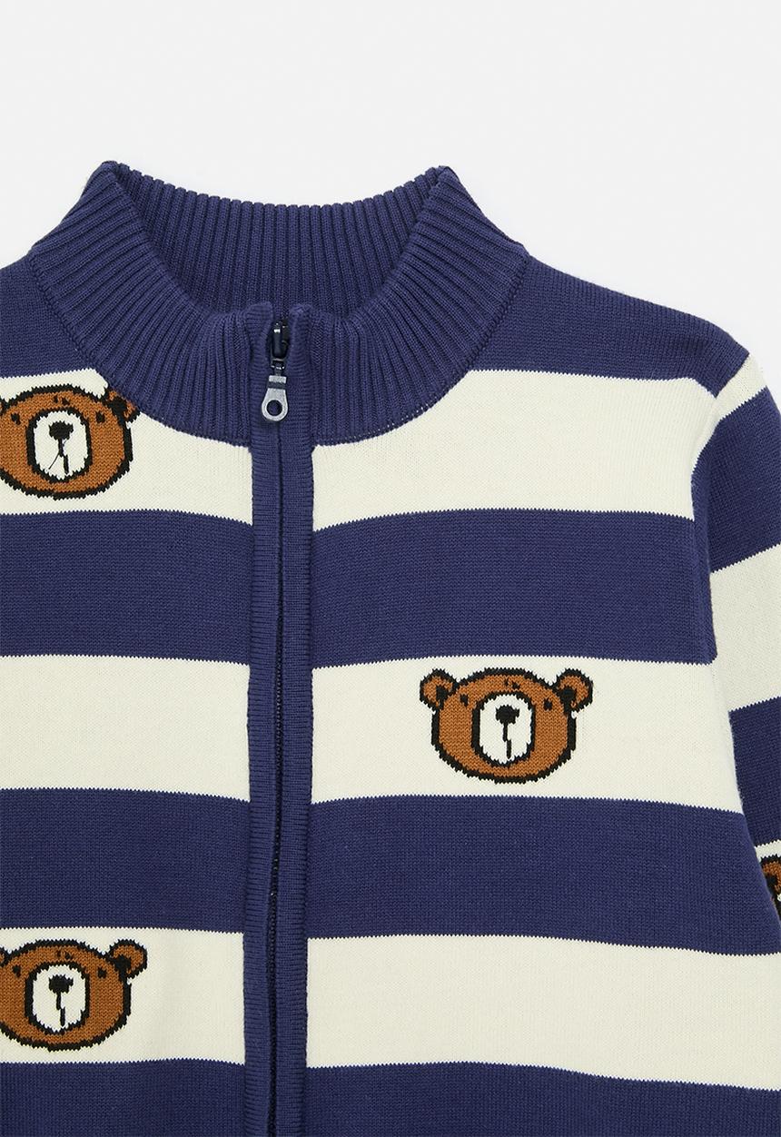 Pop Candy - Striped sweater-blue & ecru