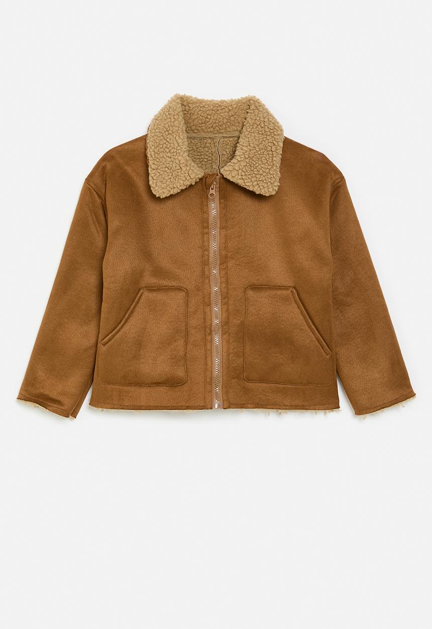 Pop Candy - Shearling collar jacket-brown