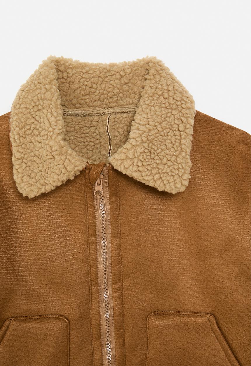 Pop Candy - Shearling collar jacket-brown