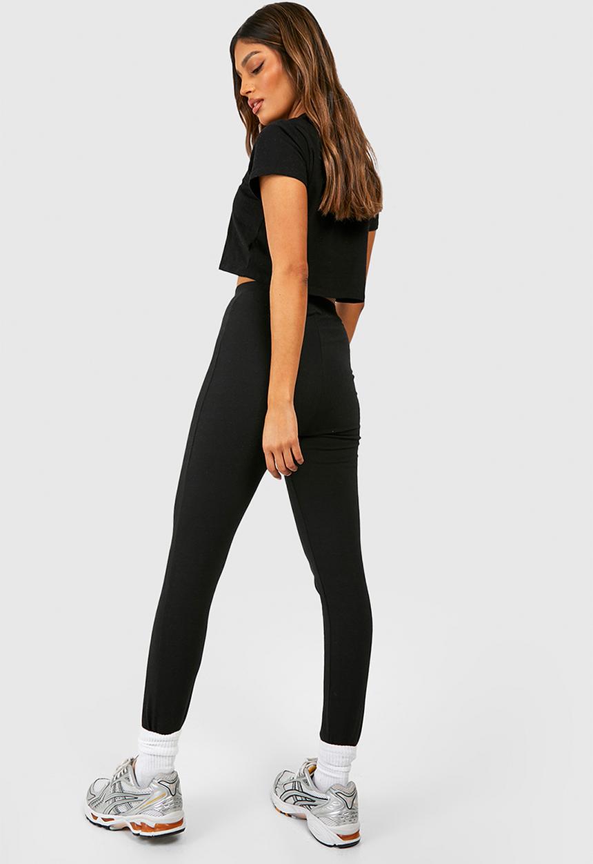 boohoo - Cotton 3 Pack Black High Waisted Leggings - Black