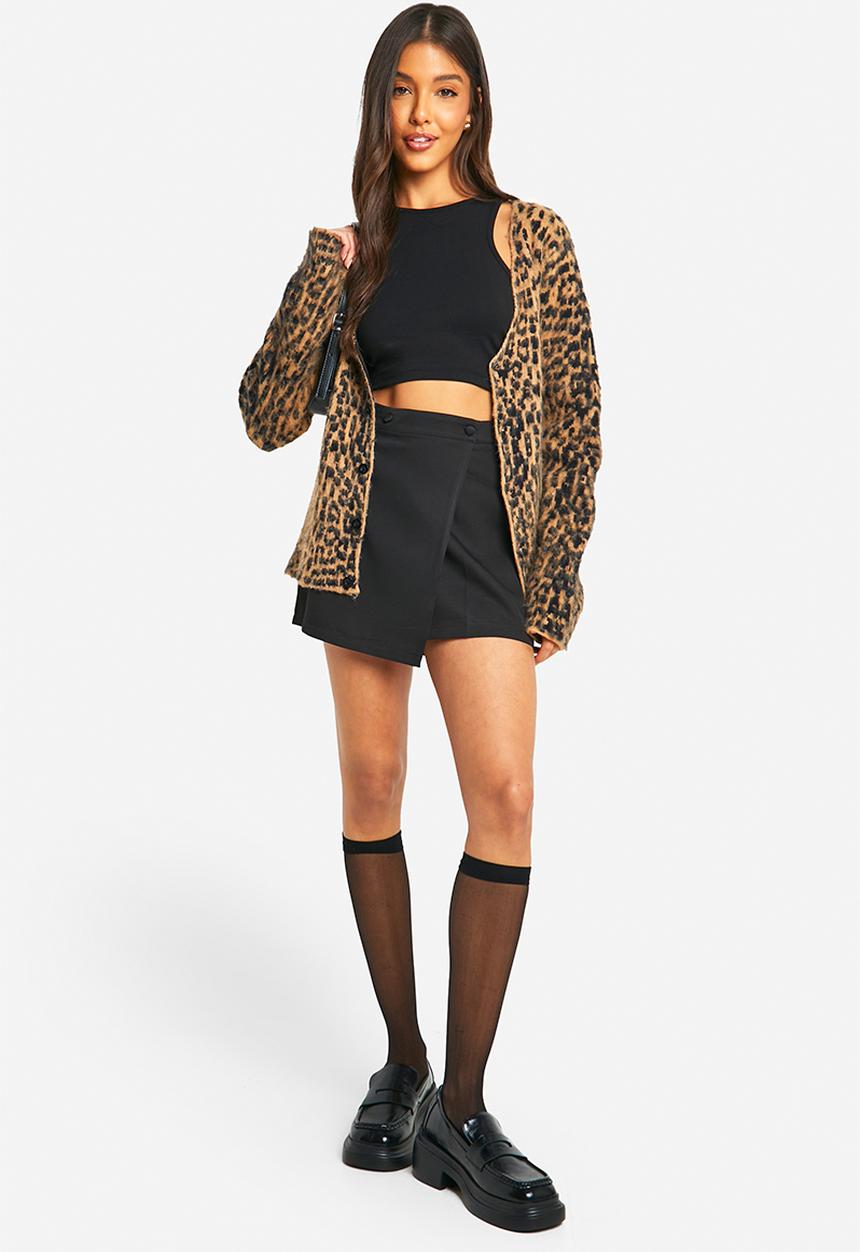 boohoo - Wrap Over Tailored Mini Skirt - Black