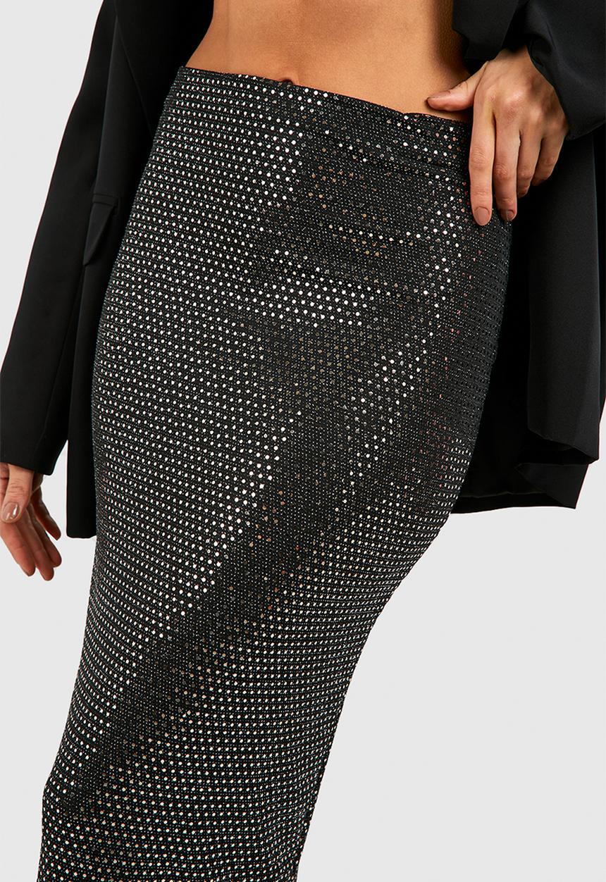 boohoo - Sequin Maxi Slip Skirt - Gold