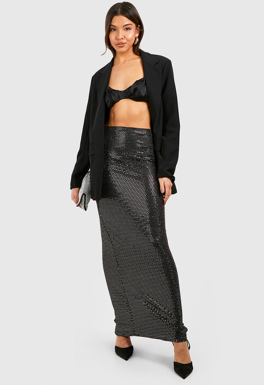 boohoo - Sequin Maxi Slip Skirt - Gold