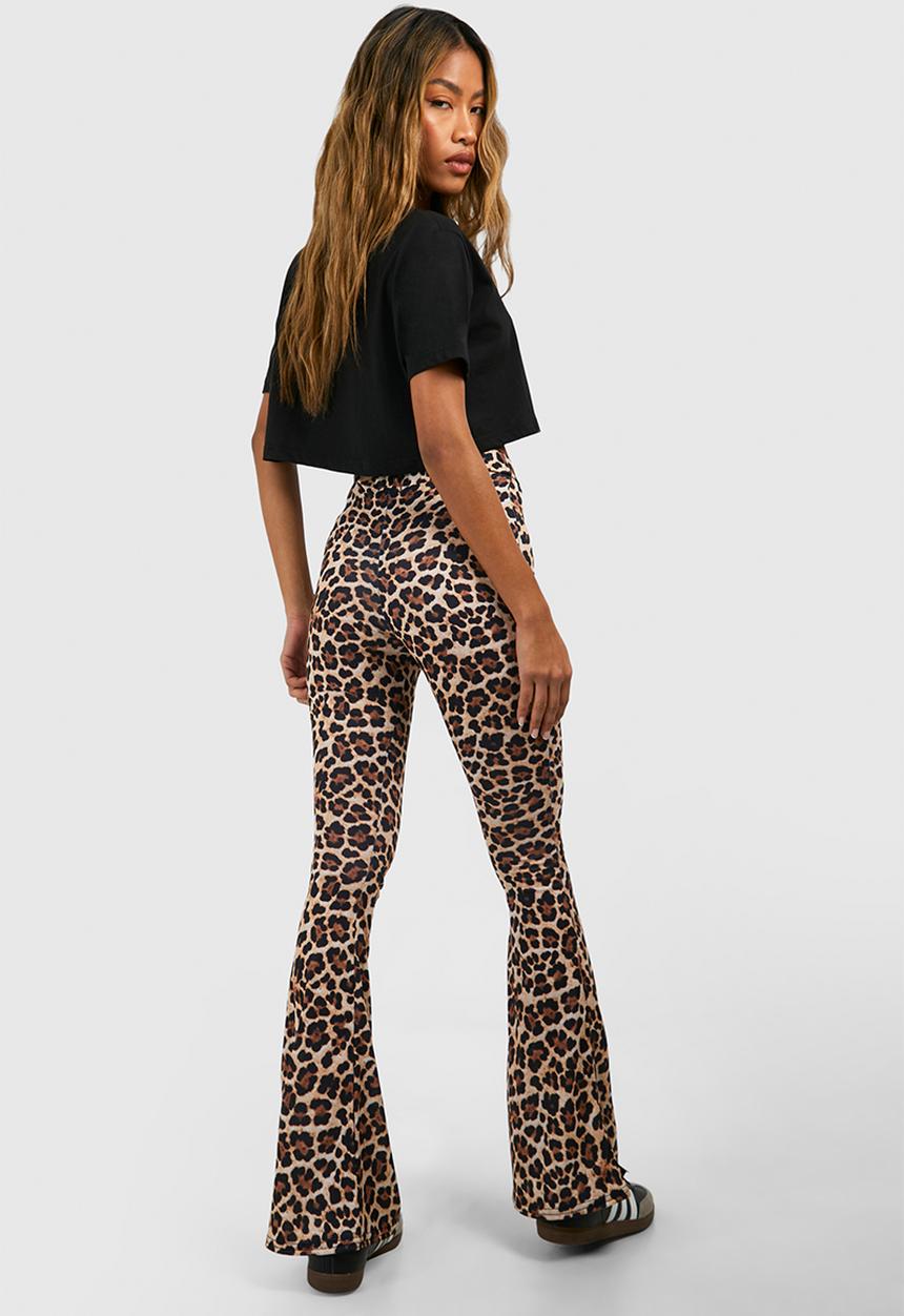 boohoo - Leopard High Waist Basic Fit & Flare Trouser - leopard