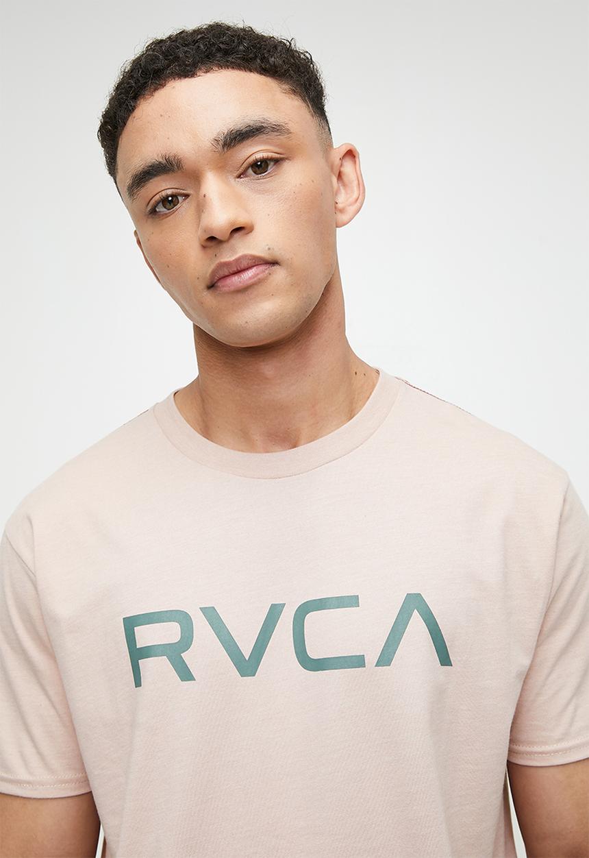 RVCA - Big rvca short sleeve red stitch - pale mauve & green logo