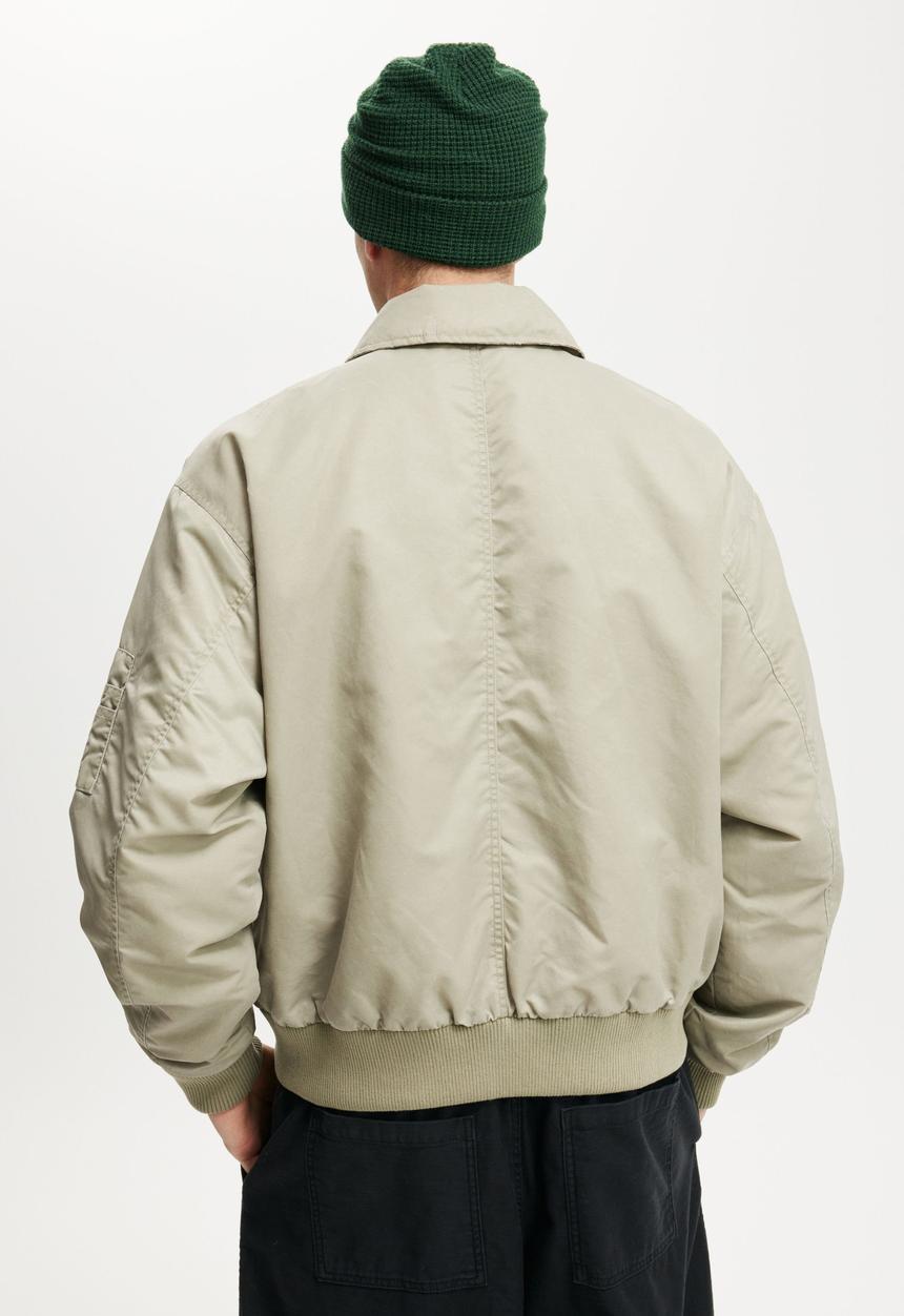 Cotton On - Cropped Bomber Jacket - Washed Fatigue