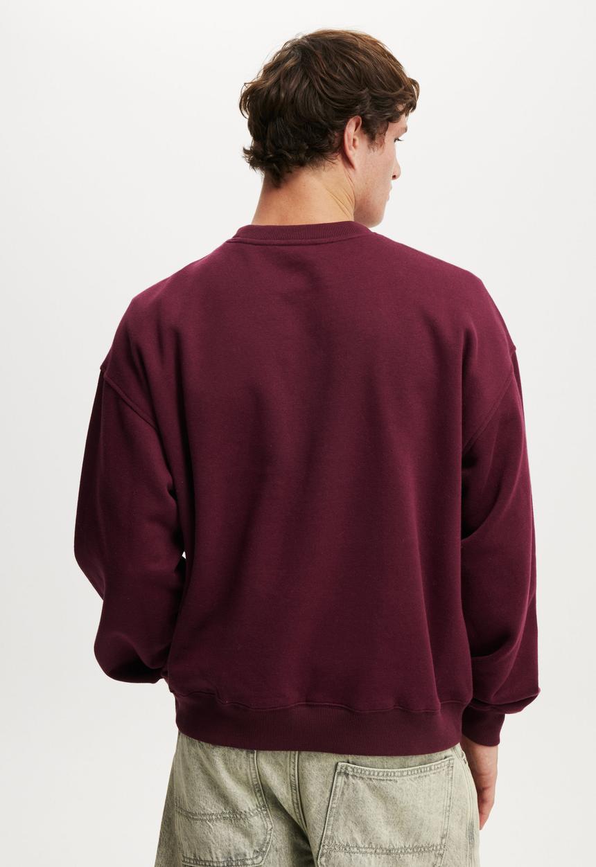 Cotton On - Box Fit Crew Sweater - Burgundy