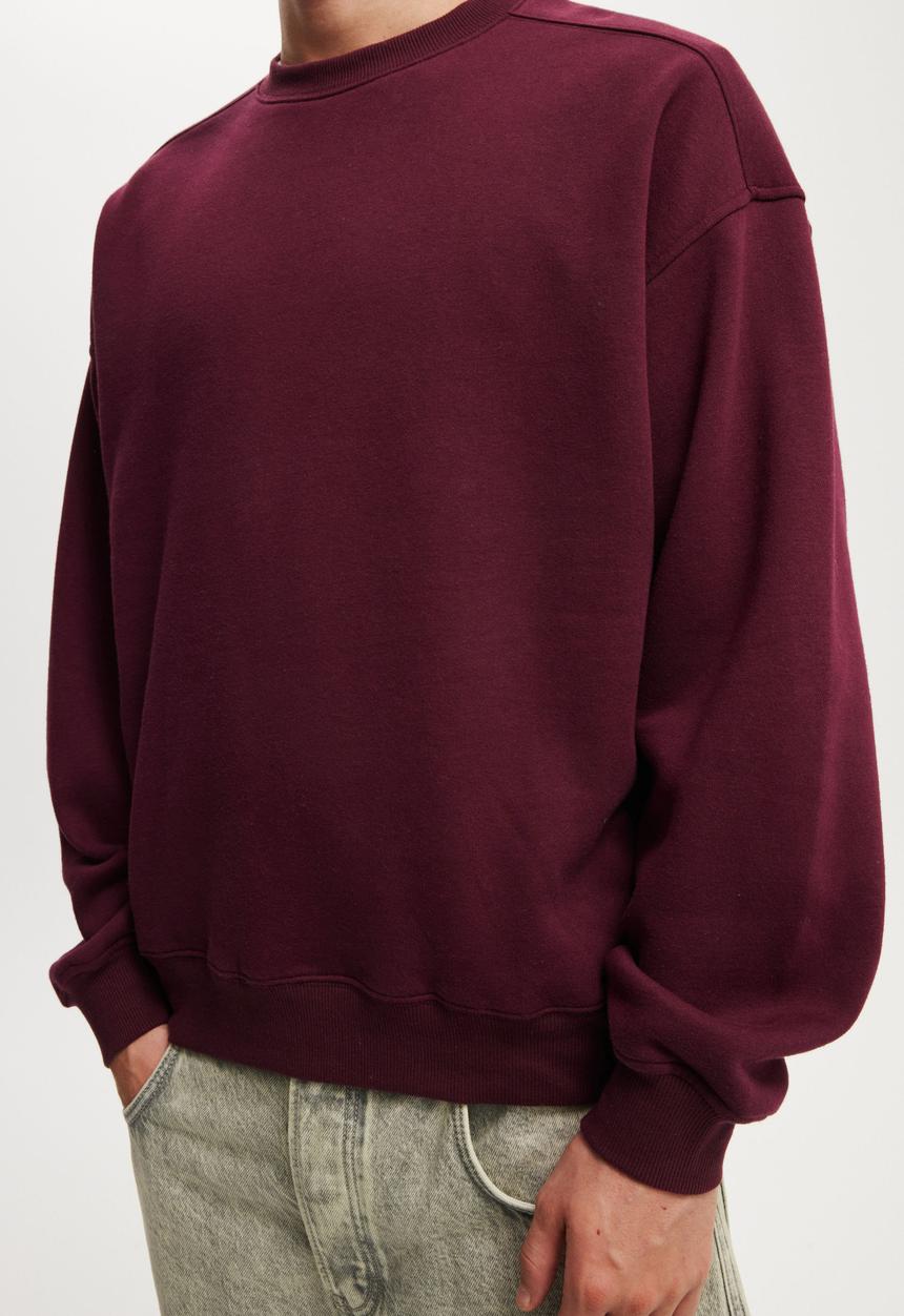 Cotton On - Box Fit Crew Sweater - Burgundy