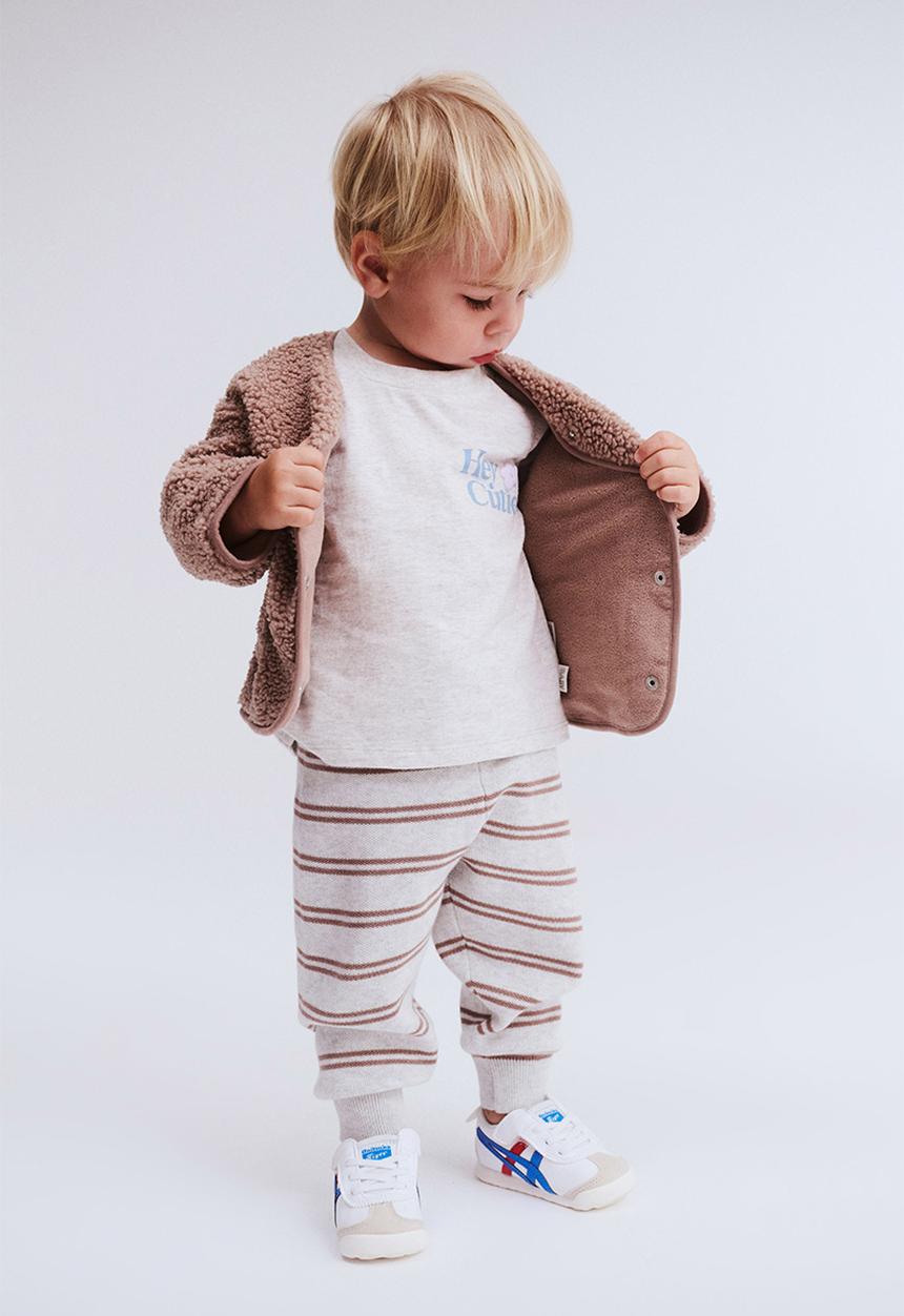 Cotton On - Cohen relaxed knit pant - cloud marle/oatmilk double stripe