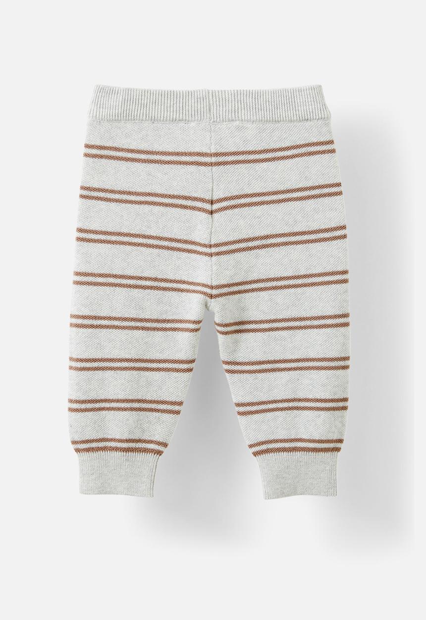 Cotton On - Cohen relaxed knit pant - cloud marle/oatmilk double stripe